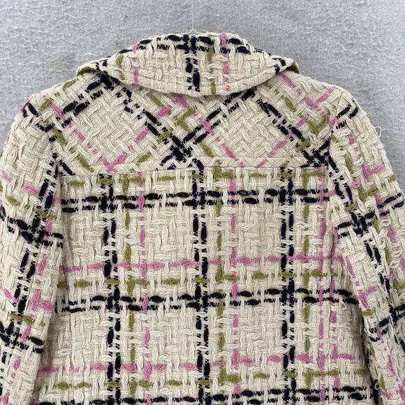 Milly of New York Tweed Pea Coat Womens Size 0 Double Breasted Long Wool Jacket - Picture 5 of 14